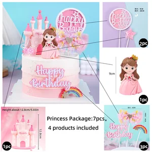 Prenses Kek Topper-çocuklar için, bir kale ve bir doğum günü partisi için kek Dekorasyon bir prens, küçük kız Kek, Mutlu Yıllar küçük prensin doğum gününün en çok satan 8'i-7 numara