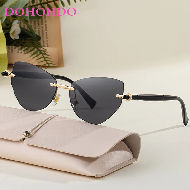 

Rimless Cat Eye Women Sunglasses New Luxury Brand Design Men Shades Summer Traveling Driving Ladies Sunglasses Lentes UV400 Очки