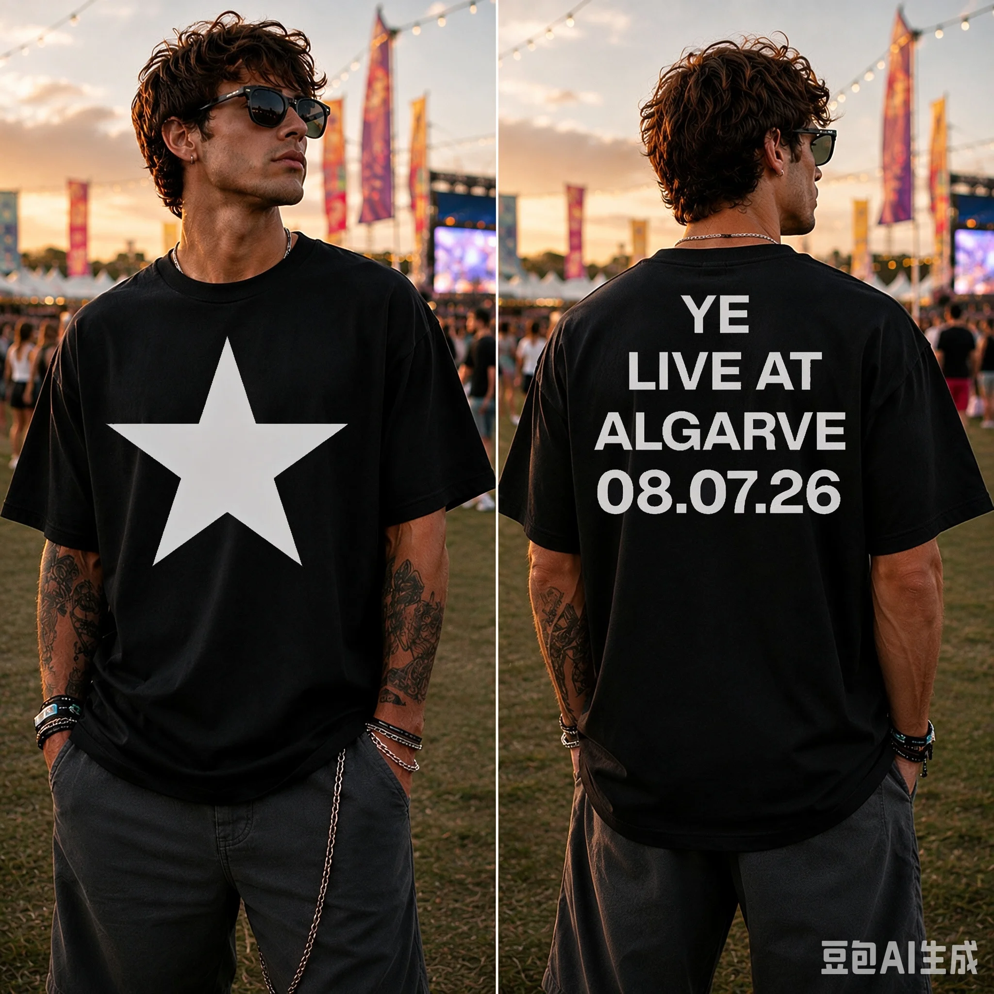 Kanye West Live im Estadio Metropolitano Algarve T-Shirt Herren Damen Harajuku Streetwear Kurzarm Y2k Shirt – Detail 3