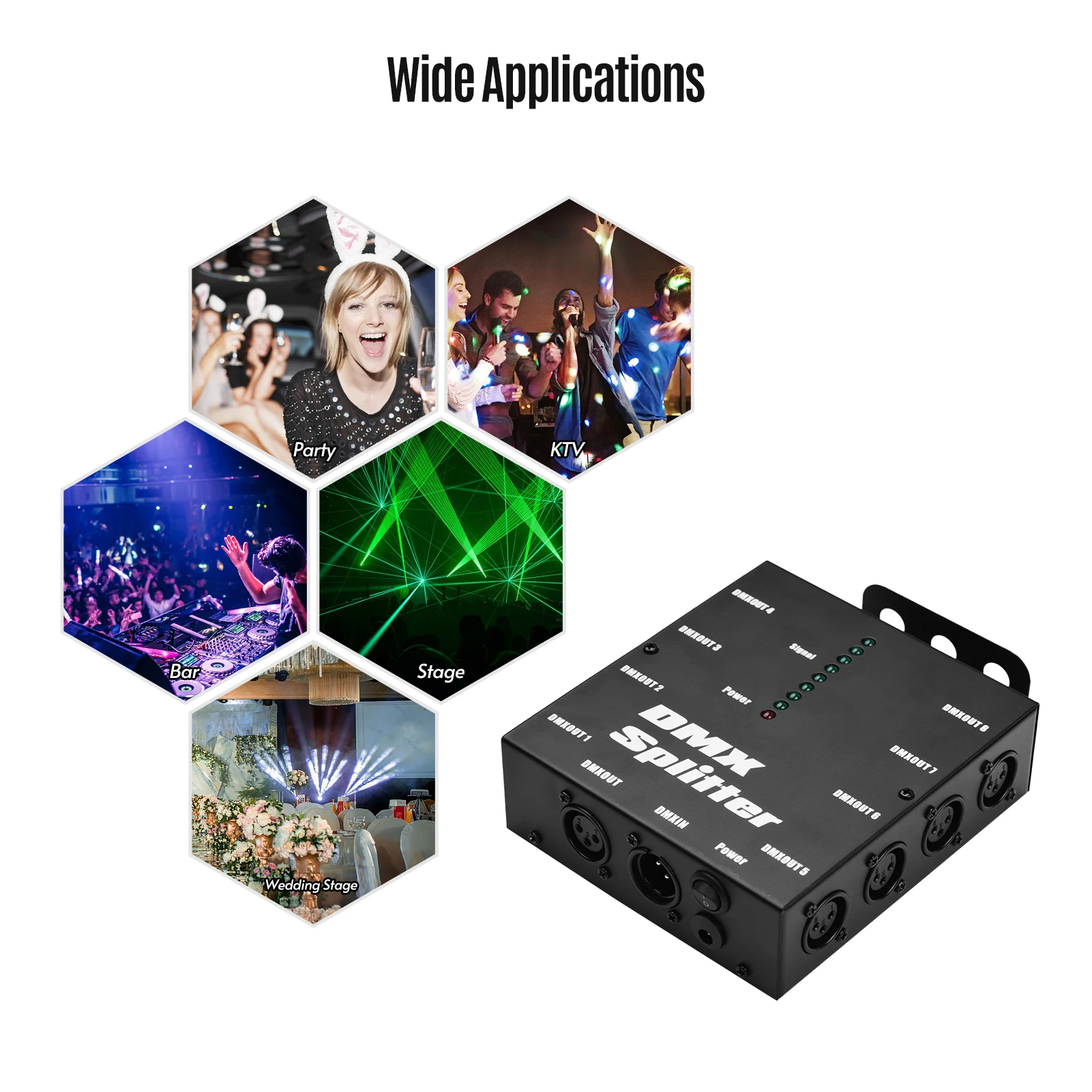 

Signal Splitter 1 Way in 8 Channel Output Signal Splitter Amplifier Distributor for Stage Lighting Wireless Signal Amplifier