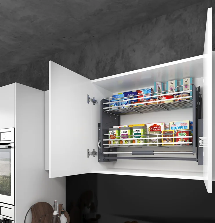 خزانة سلة مزدوجة قابلة للسحب للأسفل، خزانة مطبخ قابلة للسحب لأسفل رفع سلة المطبخ #5