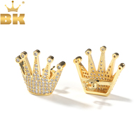 THE BLING KING Elegant Crown Earrings Iced Out 5A Cubic Zirconia Stud Earring Wedding Party Hiphop Jewelry For Gift