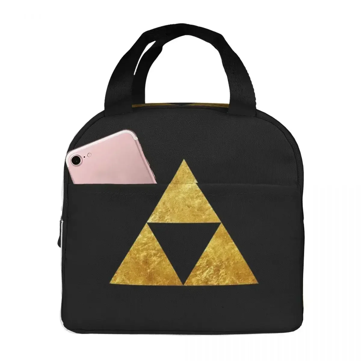 

Золотые изолированные сумки для обеда с символом Triforce Zelda, портативные сумки для пикника, термохолодильник, ланч-бокс, сумка для обеда для женщин, работы, детей