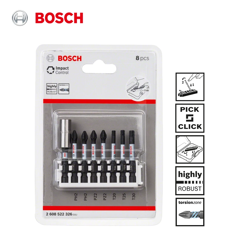 Bosch Impact Control Screwdriver Bits with Magnetic Extension Rod