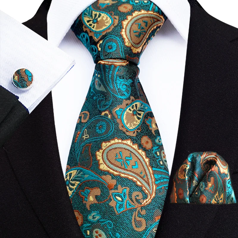 2023 New Paisley Waist Blossom Men's Tie Pocket Scarf Cuff Three Piece Set