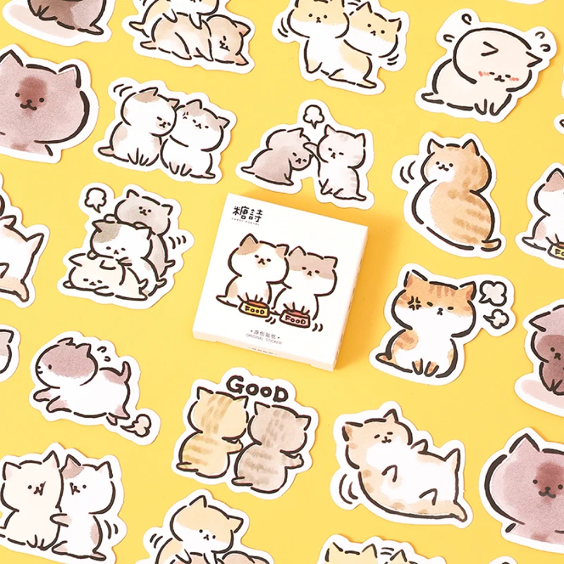 

45Pcs Cartoon Mischievous Cat stickers Gift Sealing Stickers Calendar Decoration Photo Album DIY Decoration Stickers
