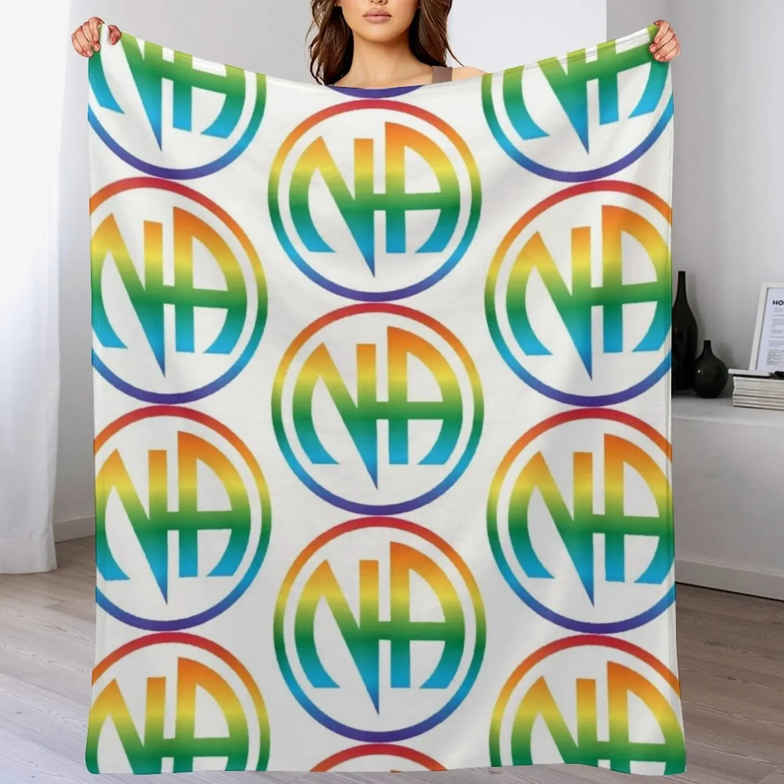 

Narcotics Clean Sober NA AA Recovery Proud Sobriety LGBT Gay Throw Blanket Vintage Bed linens Heavy Flannel Fabric Blankets