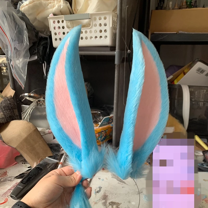 Handmade Halloween Christmas Blue Rabbit Anime Animals Ear Cosplay Prop Fox Wolf Fox Ears Hairhoop Headwear Headband Custom Made