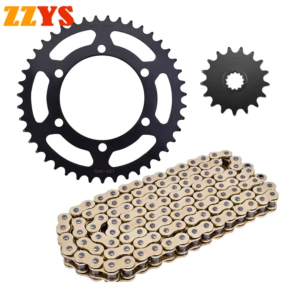 520HO Motorcycle Gold Chain 520 17T 43T Front Rear Sprocket for Suzuki GSXR600 GSX-R600 L1-L8 2011-2018 2016 2017 GSXR GSX-R 600