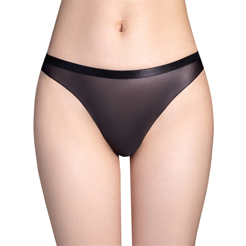 Sexy Women Thin Oil Glossy Shiny Briefs Sheer See Through G-string Smooth Panties Bottom Wear Sexy Thong Underwear