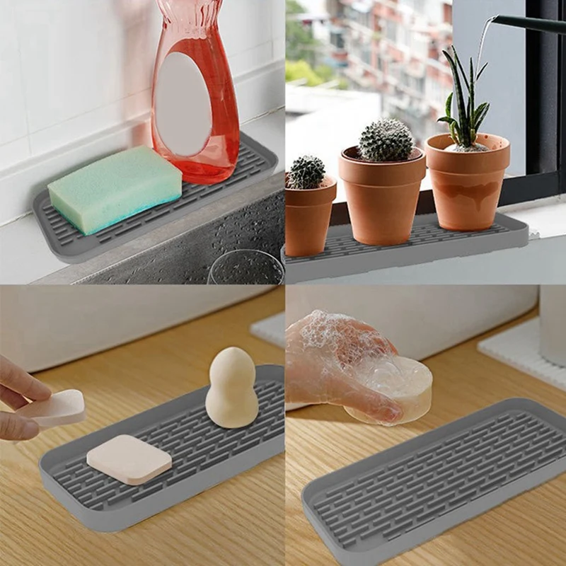 2 Pcs / Set Heat-Resistant And Non-Slip Silicone Mat Silicone Drying Mat For Kitchen, Cutlery