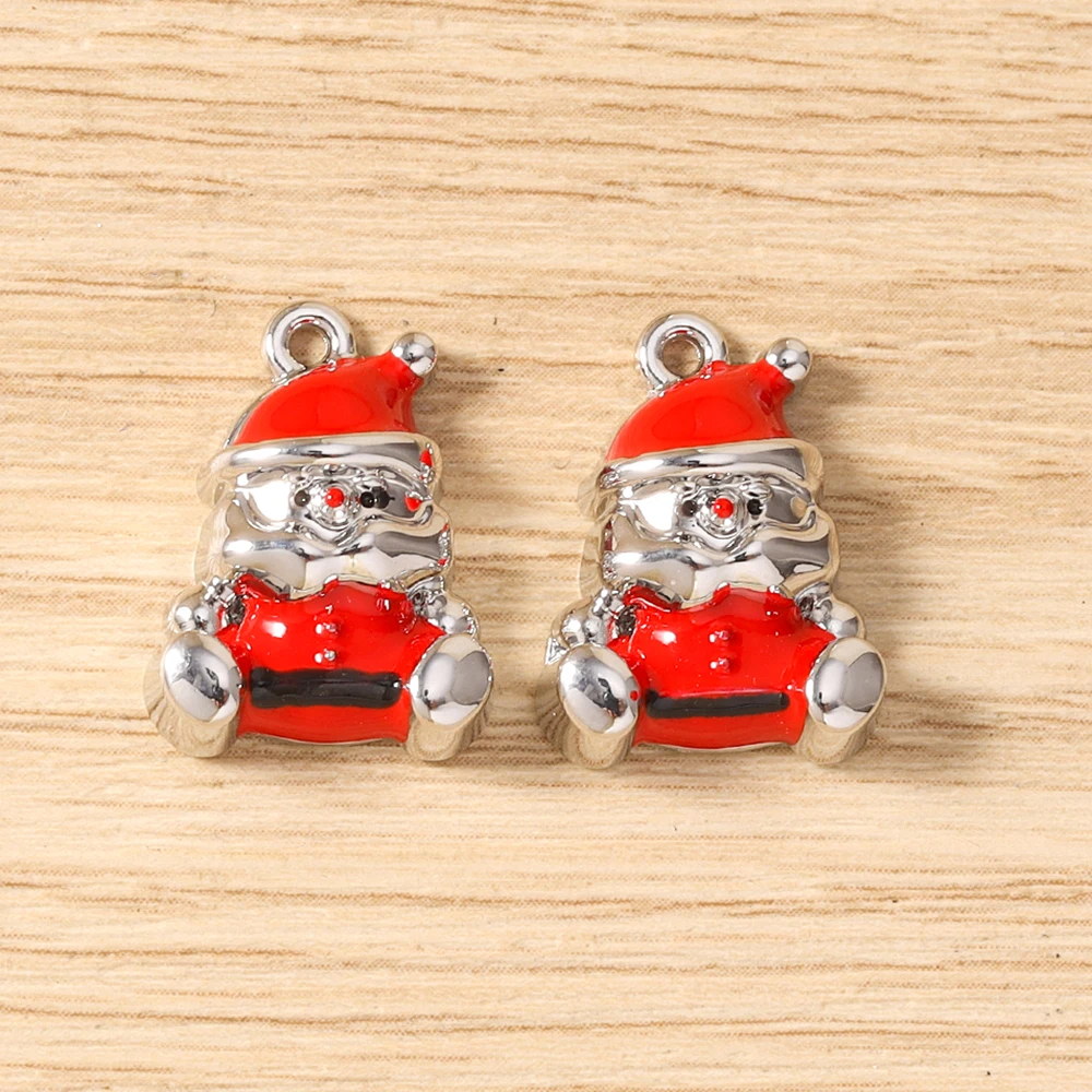 Tusember 5 Stück Emaille-Weihnachtsanhänger mit Weihnachtsmann, Schneeflocke und Schneemann für Weihnachtshalsketten, Ohrringe, Armbänder und Bastelarbeiten – Detail 15