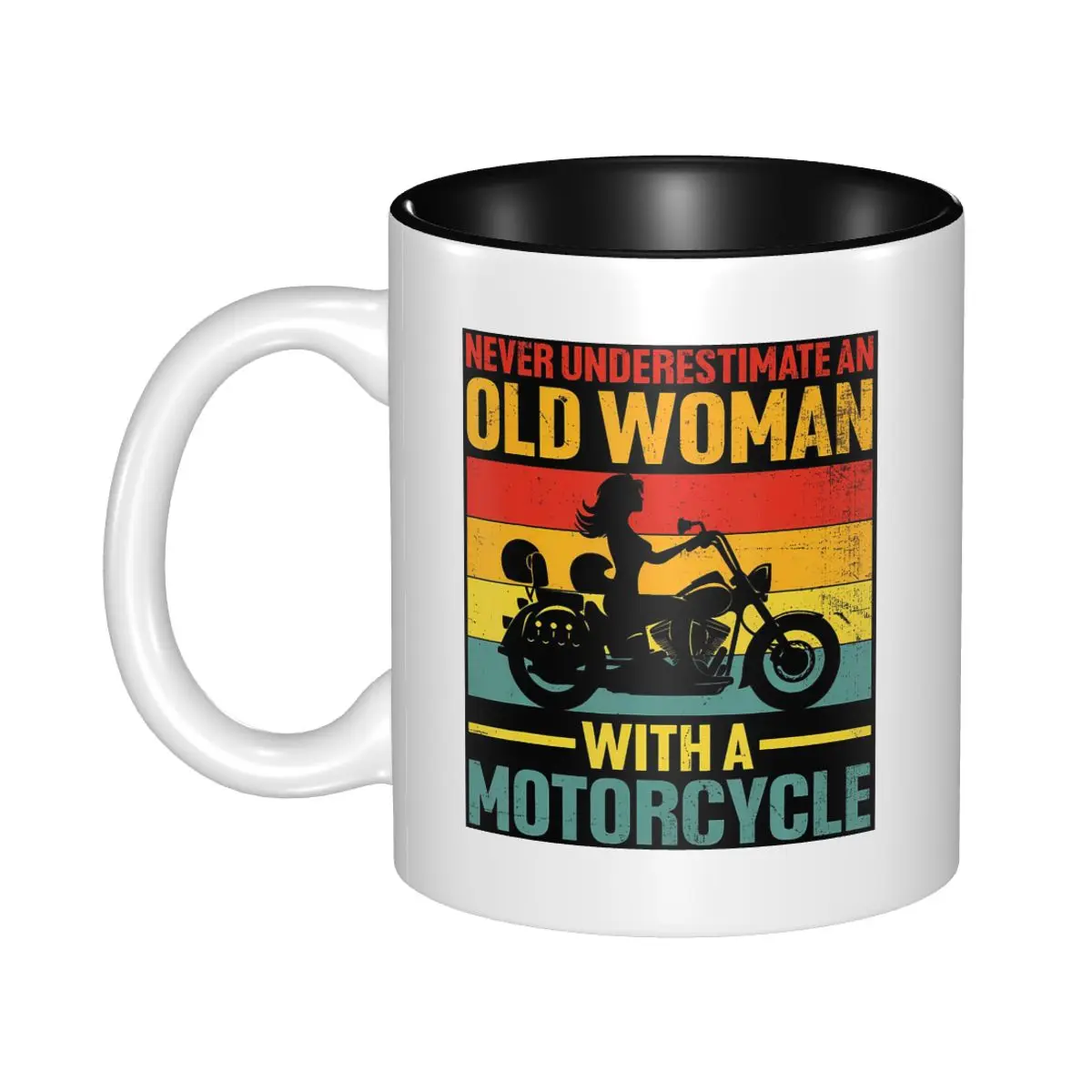 Never Underestimate An Old Woman With A Motorcycle Biker Mug Ceramic Coffee Cups Tea Mugs Milk Cup Drinkware Gift for Friends