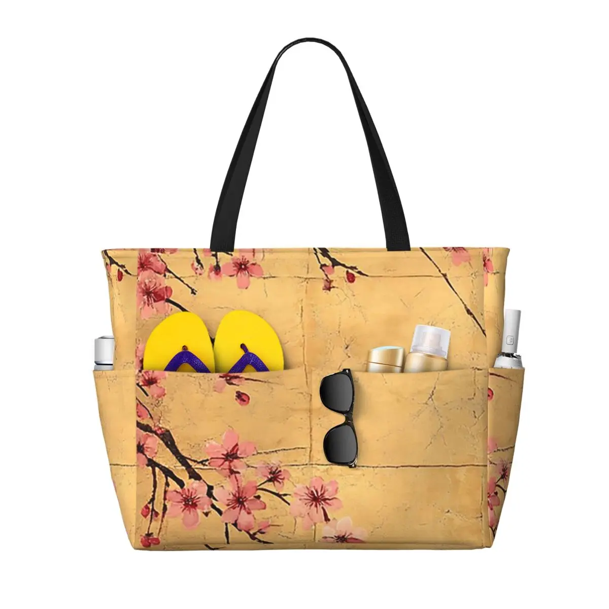 

Sakura Cherry Blossom Japanese Flowers Beach Tote Bag Sport Gym Yoga Duffle Large Tote Bag Women Travel Bag Fitness bag
