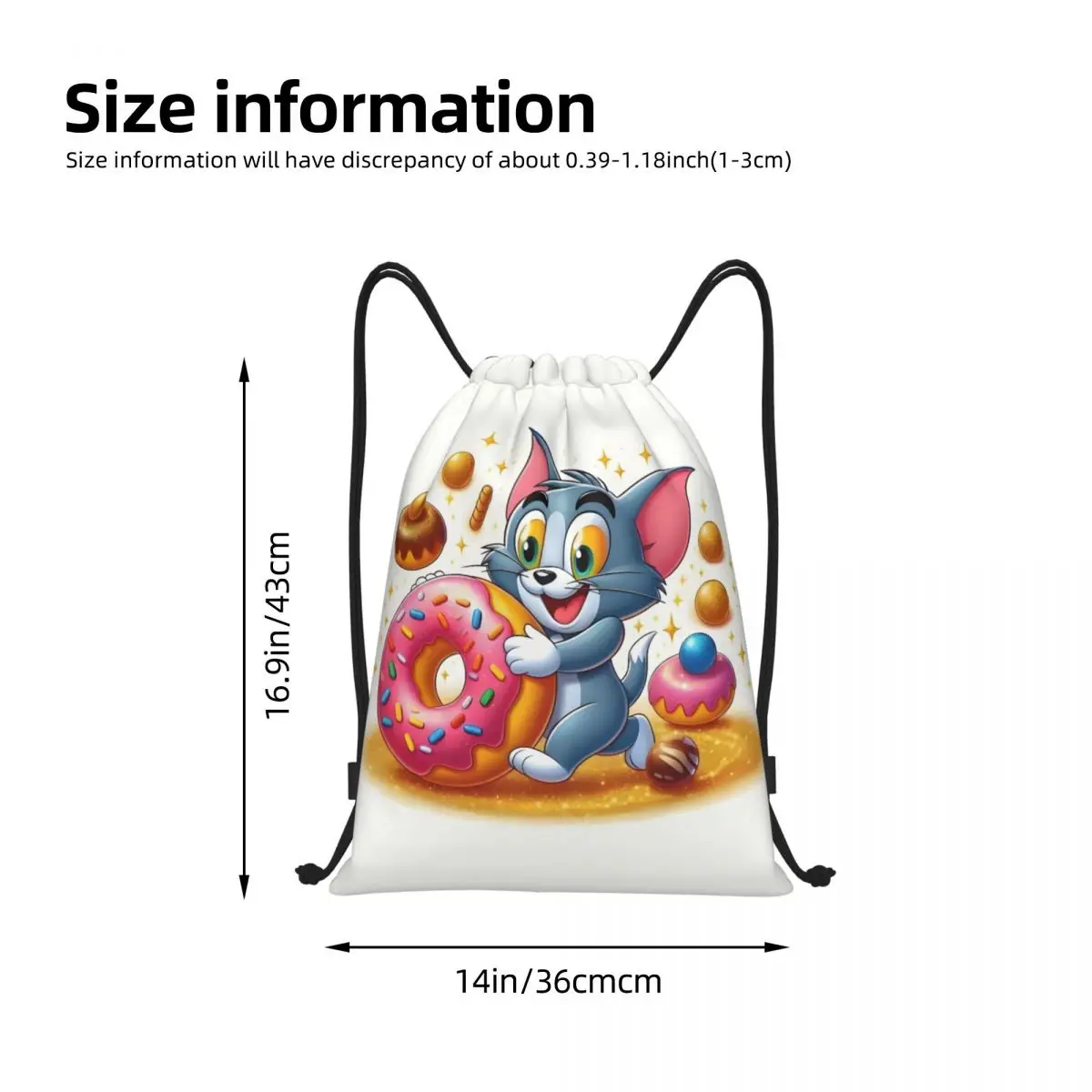 حقيبة ظهر رياضية برباط مخصصة من توم آند جيري للرجال والنساء حقيبة تسوق لطيفة على شكل أنيمي