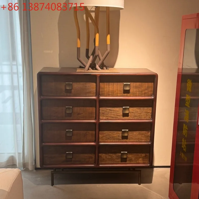 Retro made old wooden vertical cabinets, chest cabinets, medieval style