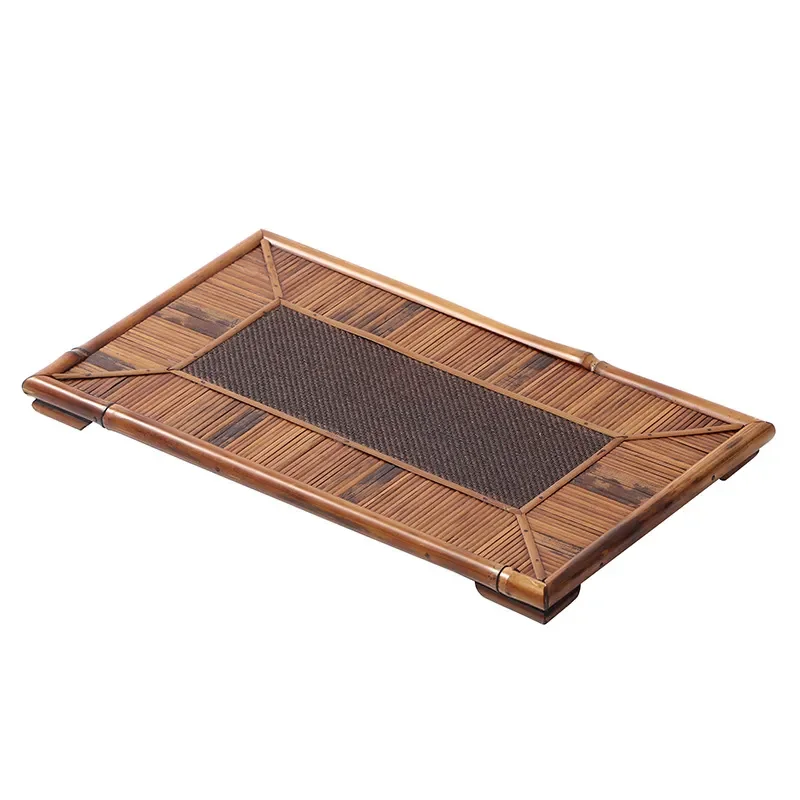 for Merlot Bamboo Rattan Rectangular Tea Tray for Tea Ceremony Set Accessories Dry Brewing Table Coaster Pot Holder