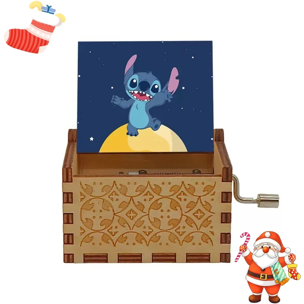 Stitch Anime tema madera manivela Octave caja de música creativa pareja boda amigo cumpleaños Navidad Decora regalos juguete de recuerdo