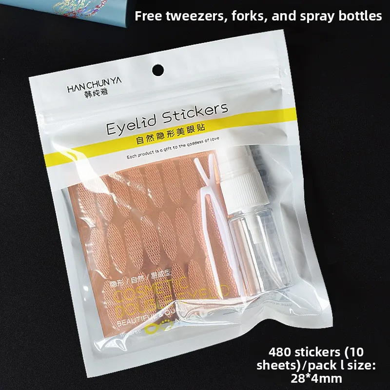 Lace Double Eyelid Patch Water Glued Double Eyelid Tape M/L/XL Half Moon Hollow Breathable 360/480Pcs Eye Beauty Patch with Tool