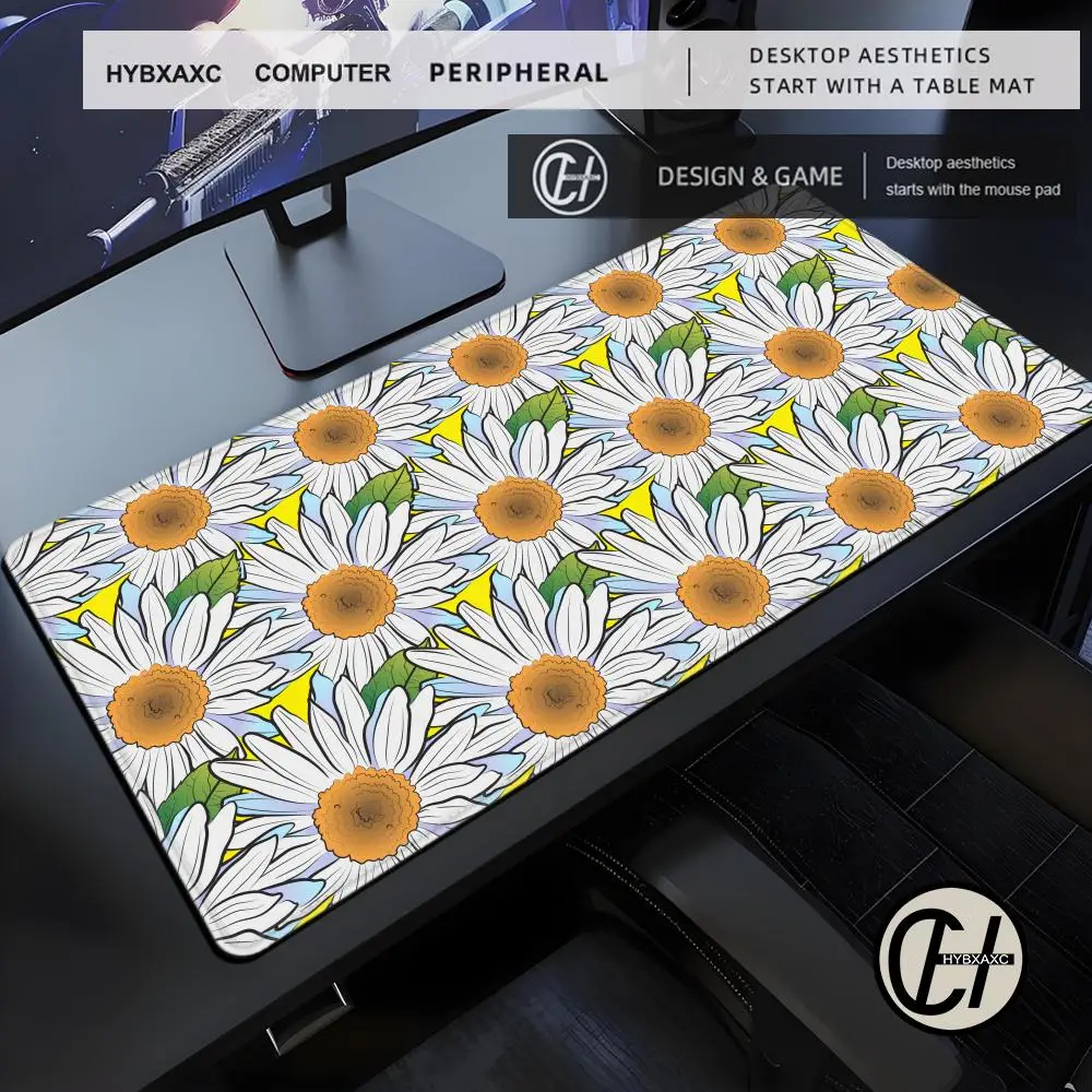 Daisy Chrysanthemum Mouse Pad Desk Mouse Pad Cute HD Desk Pad Extended Gaming Keyboard Mats Large XXL Gamer Mousepad 90x40