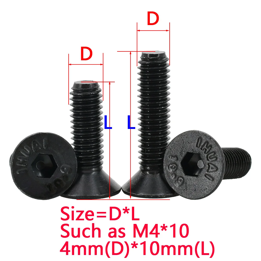 M2 M2.5 M3 M4 M5 M6 M8 M10 DIN7991 Hex Socket Screw 304 Stainless Steel Grade 10.9 Carbon Steel Countersunk Machine Bolt Screws