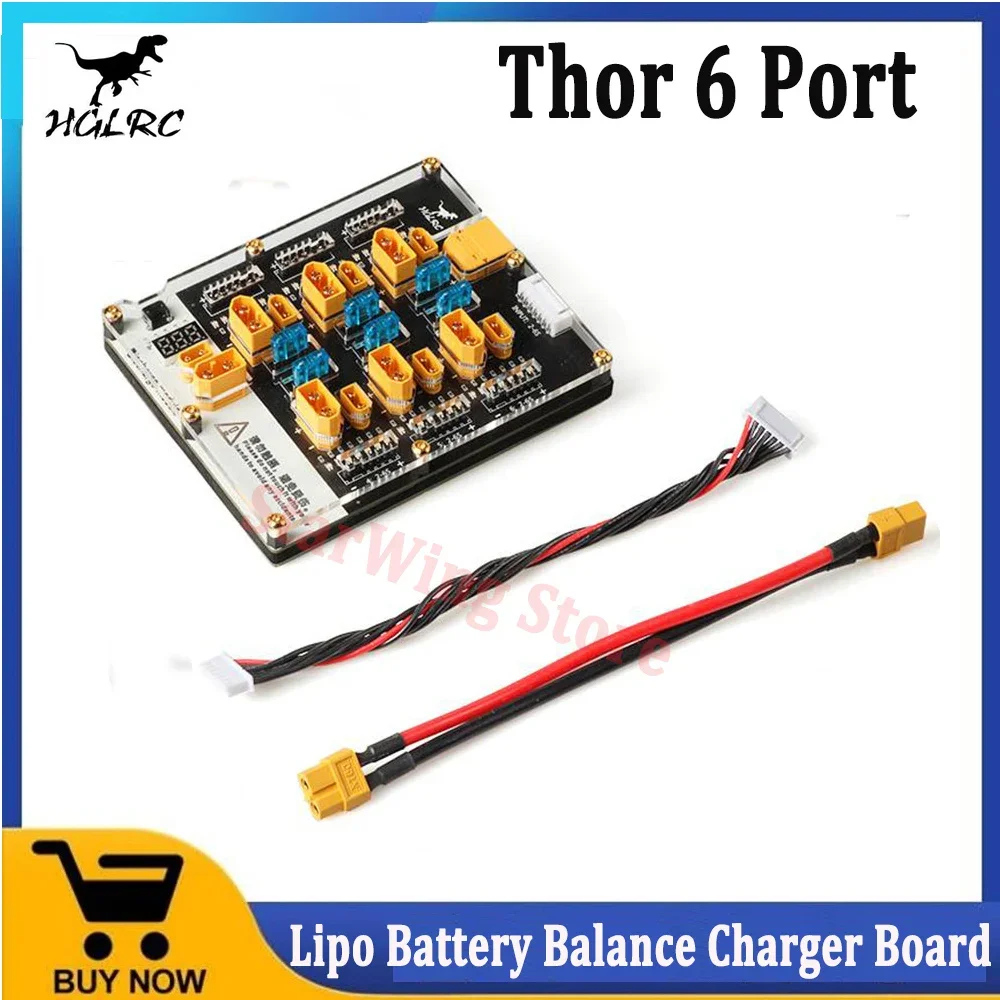 

HGLRC Thor Pro 6-портовое балансное зарядное устройство для LIPO 40A XT60 XT30 Разъем 2-6S LIPO Разрядное устройство для IMAX B6 ISDT Q6 Nano HOTA D6 Pro P6