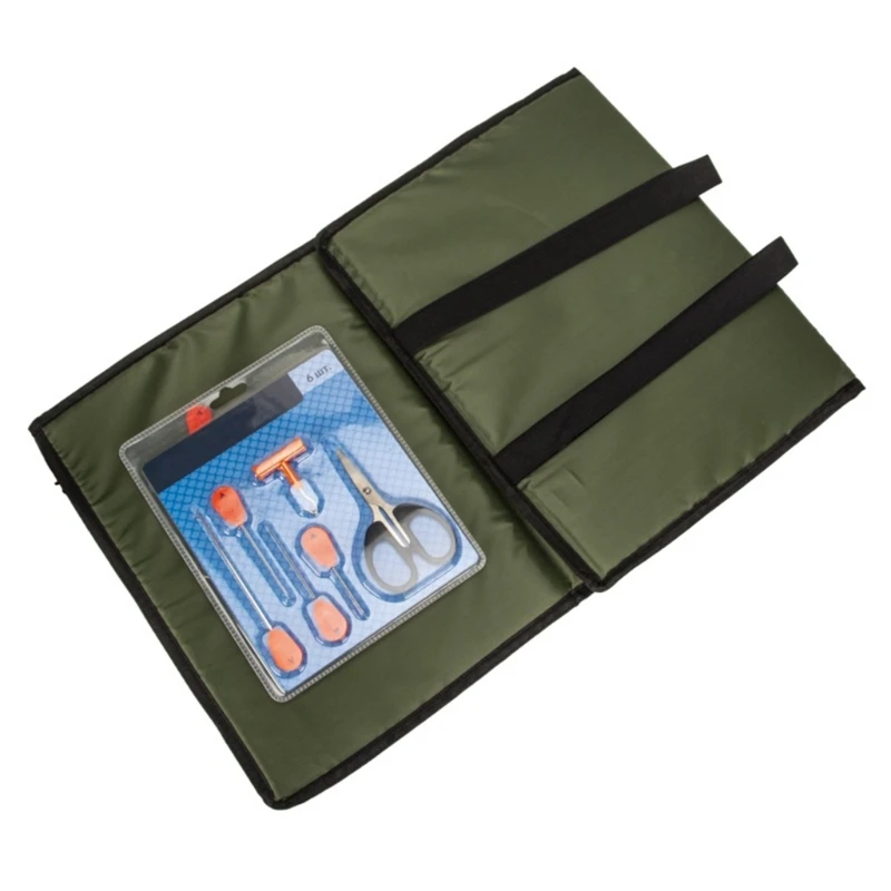 Fishing Unhooking Pad Foldable Fishing Mat with Baiting Needle Landing Pad Fishing Tackle Fish Gear Weigh Slings Mat