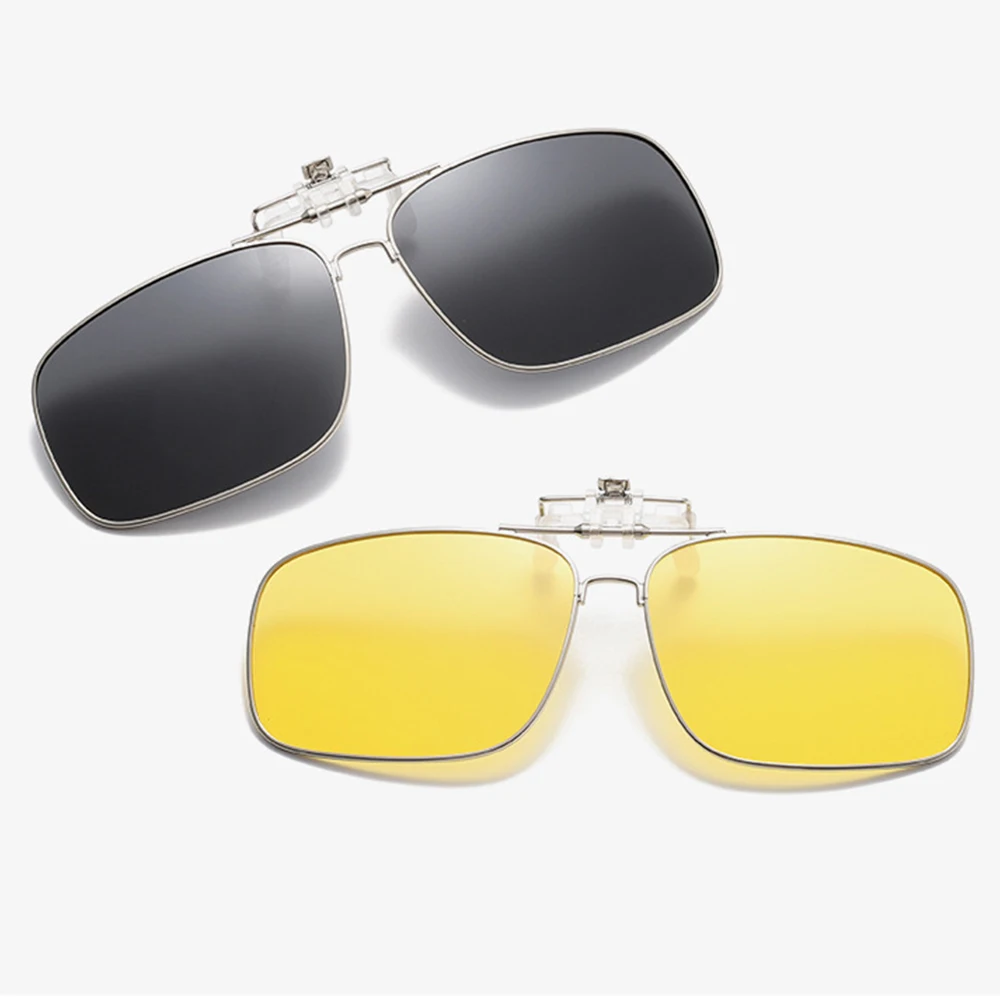 

Узкие квадратные металлические полнокадровые солнцезащитные очки с клипсой, фотохромные поляризационные линзы с клипсой, антибликовые очки ночного видения UV400