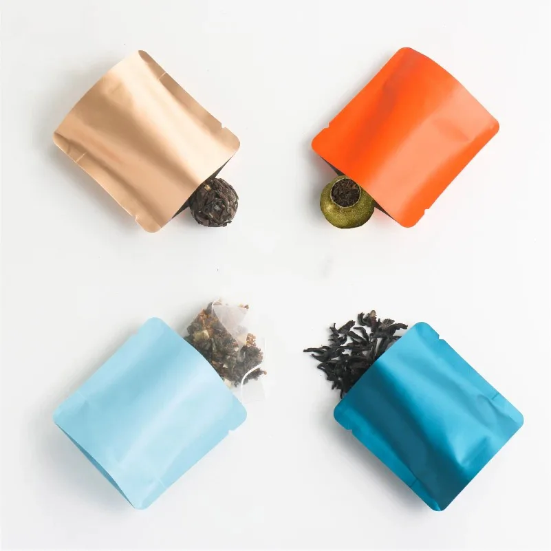 8x8cm 100 Pack Matte Gold Mylar Stand Up Bags Resealable Smell Proof Zip Lock Tea Packaging Sample Pouch Food Storage