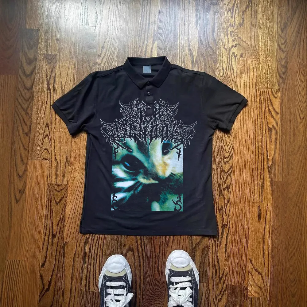 Sommer Y2K Gedruckt Lose ort Sve runde Ne T-shirt Personali k Retro irt Polyester Stoff Geometrische Muster