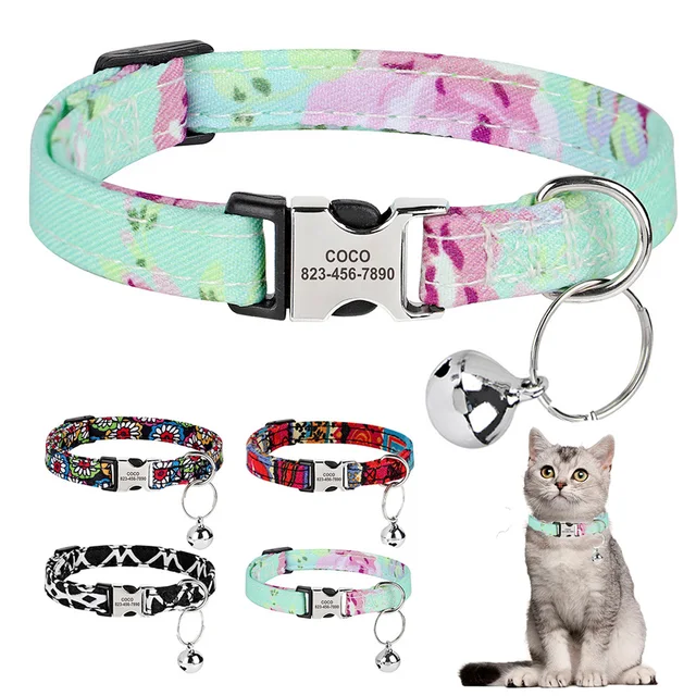Niestandardowe obroża dla kota naszyjnik Anti-lost Puppy koty nazwa obroże Pet ID nazwa klamra kołnierz dla małych psów koty Kitten Free Bell prezent