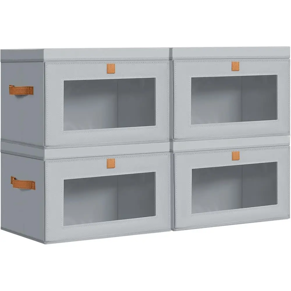 

Large Storage Bins with Lids - Fabric Collapsible Closet Storage Organizer with Window & Handles, Stackable Decorative Storage B