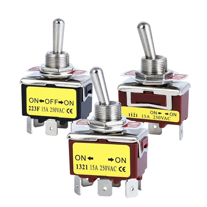 1Pcs Mini Welding Pin Toggle Switch E-TEN Series High Quality Silver Contact Copper Pin 12mm Toggle Switch 15A 250VAC E-TEN223F