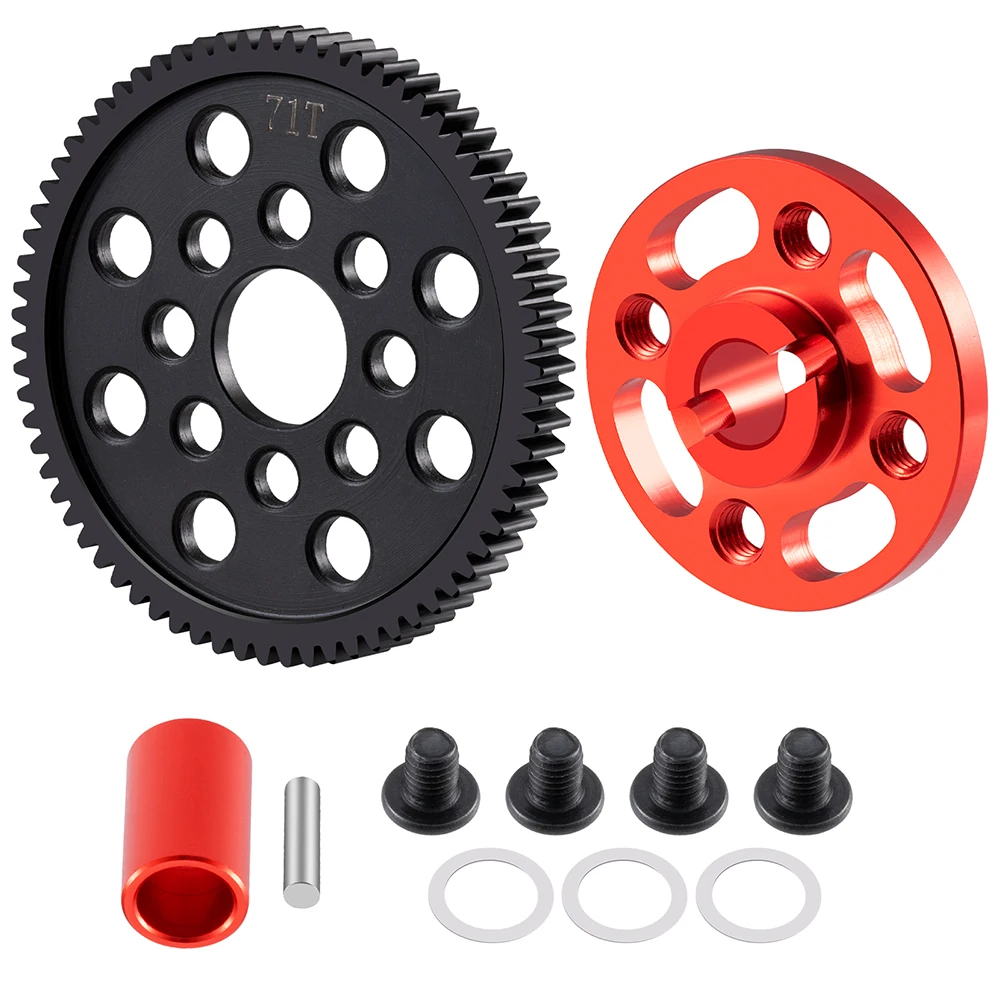 TRINOOD Steel 63/64/66/71T Spur Gear and Gear Mount High Speed Gear Set for Tamiya TT-02 TT02 1/10 RC Car Upgrade Parts