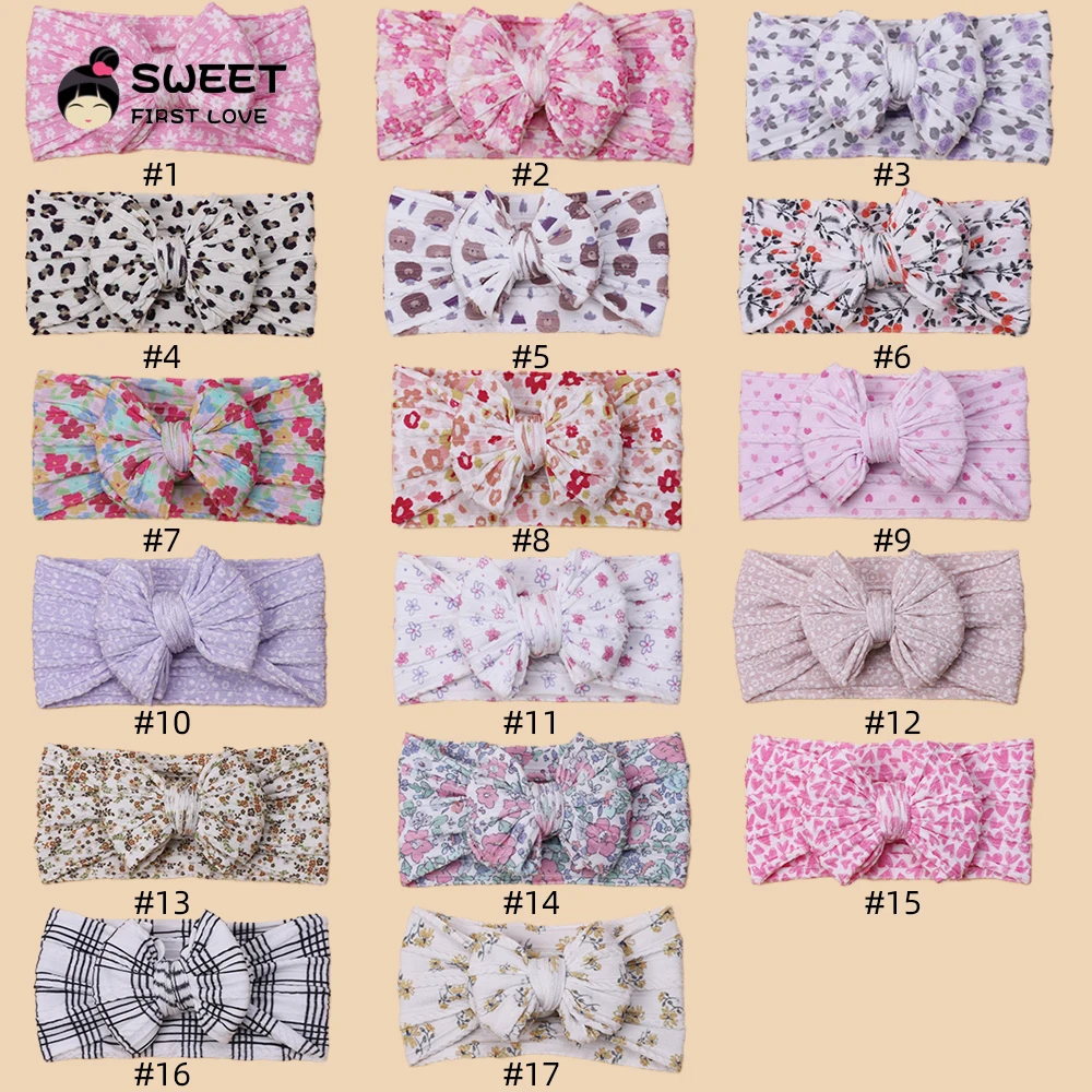 New Printed Bow Headband For Baby Girls Cute Thickened Double Bowknot Soft Kids Hair Bands Elastic Children\'s Hair Accessories