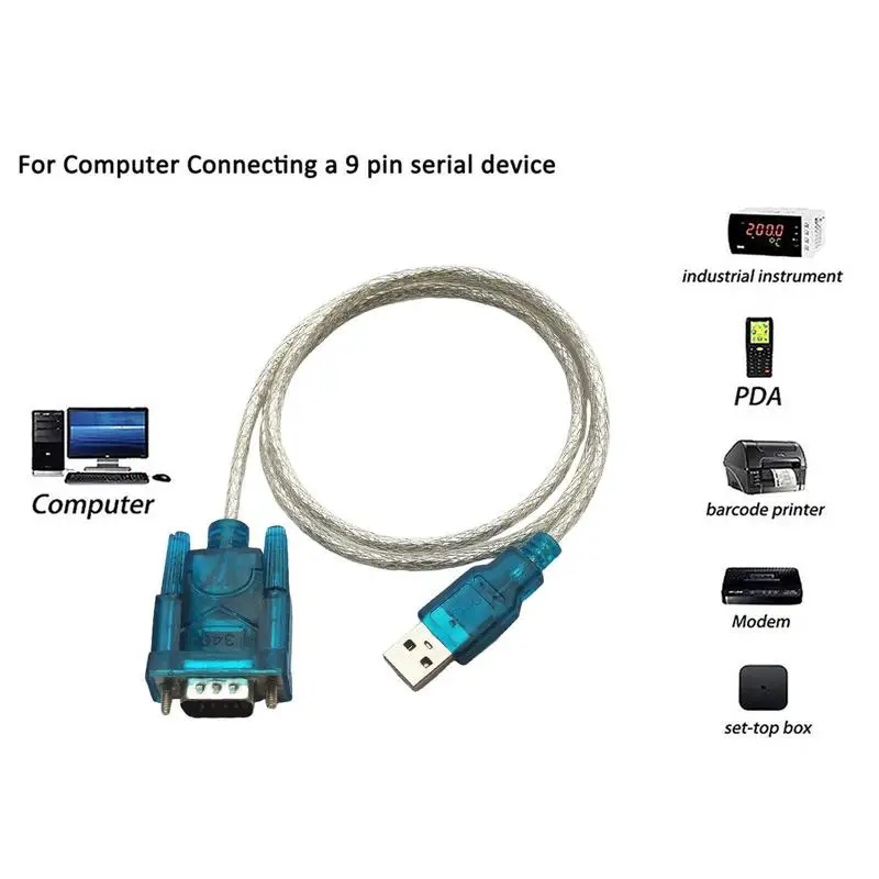USB to RS232 COM Serials Adapter Port Serials PDA 9 pin DB9 Cable Adapter Support Windows 10 8 7Mac Linux FT232 1.5m