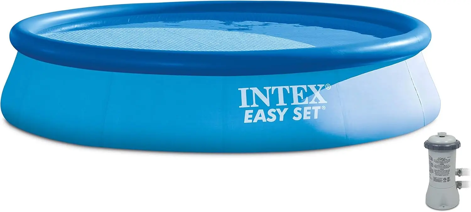 Intex-Ensemble de piscine extérieure gonflable hors sol, ensemble facile, Krystal transparent, pompe à filtre et sécurisé V, Fédération 13x32 po, 530 GPH