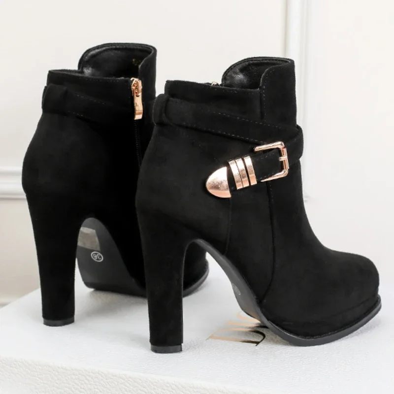 

Women Ankle Boots Platform Zipper High Heels Short Boot Female Buckle Autumn Winter Sexy Ladies Booties Zapatillas De Mujer