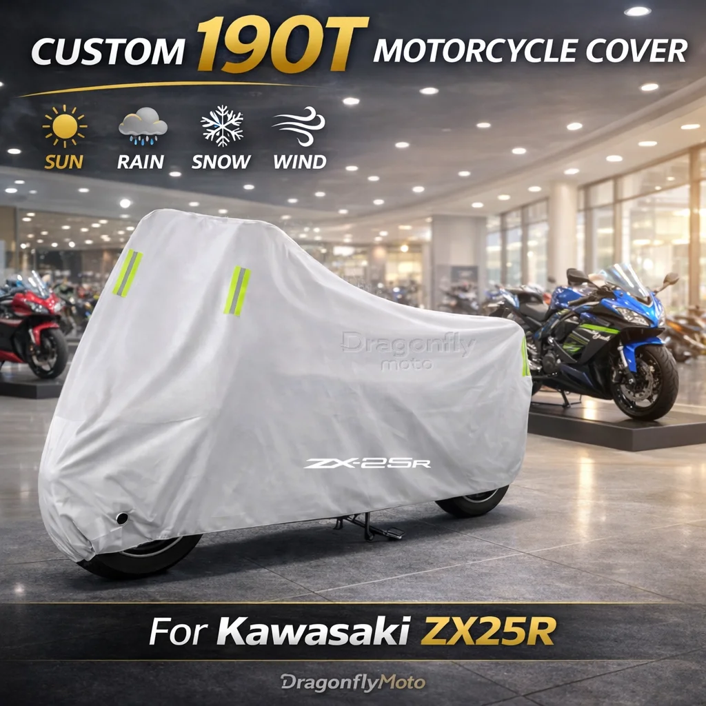 

Чехол для мотоцикла Kawasaki ZX25R ZX-25R Ninja ZX 25R, серебристый, водонепроницаемый, защита от УФ-излучения, дождя, пыли, солнца, для использования на улице и в помещении