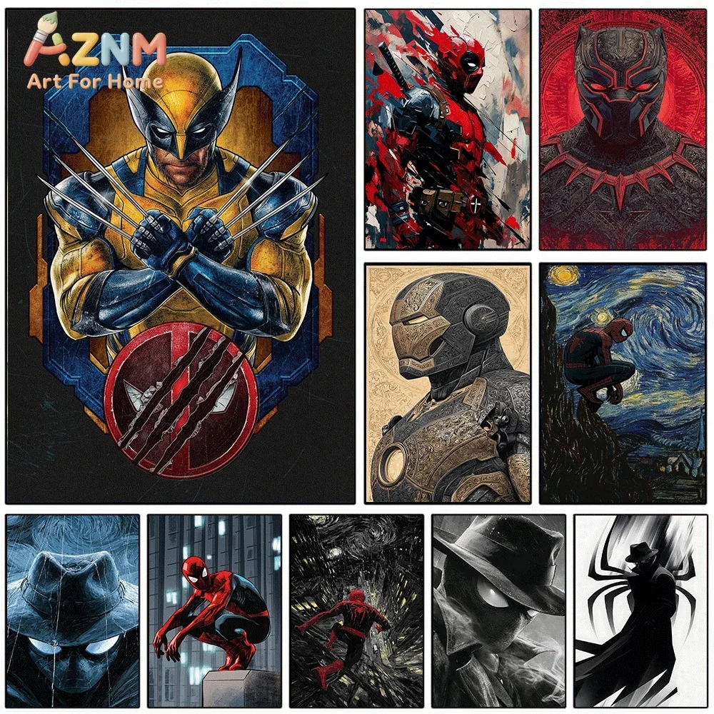 Wolverine X‑Men Canvas Wall Art Marvel Superhero Portrait Print Poster, Unframed Canvas Picture for Boys Bedroom Game Room Liv