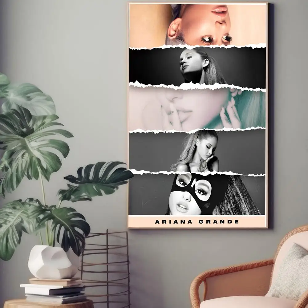 Music Art Poster Ariana Grande Whitepaper Poster Waterproof Paper Sticker Coffee House Bar Aesthetic Art Wall Painting