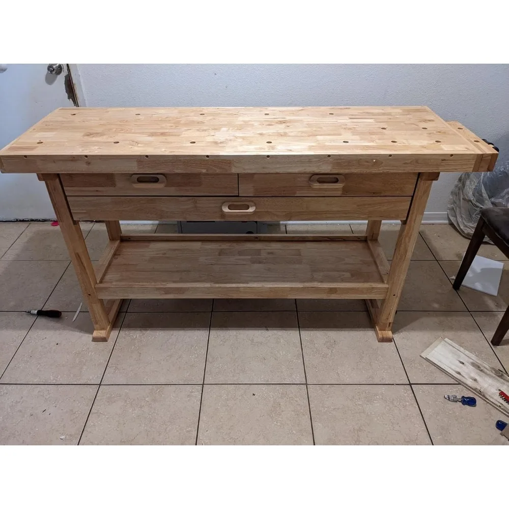 Design Workbench with 3 Drawers, 60 Hardwood Surface