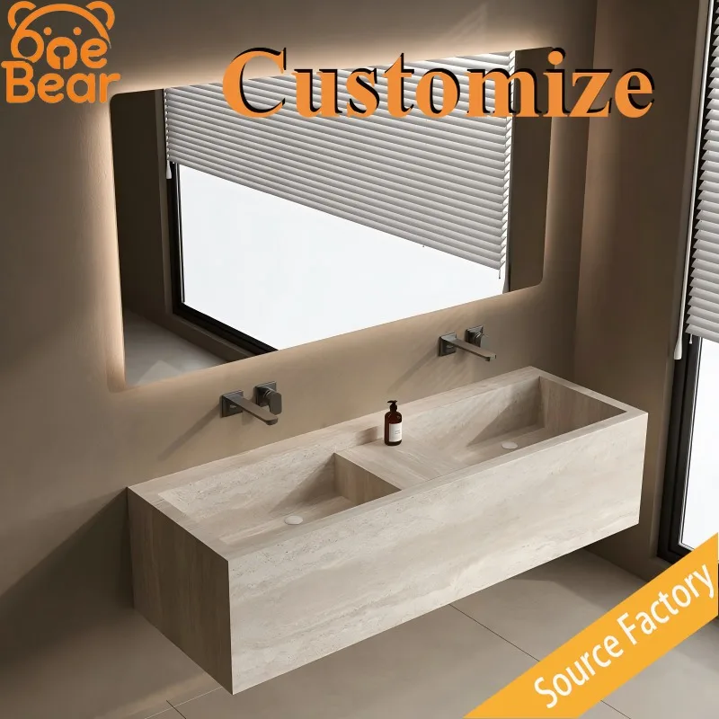 Hand-carved natural marble basin, solid stone art basin, luxury bathroom vanity basin, suitable for villa interior decoration.