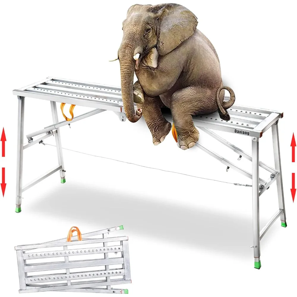 Gerüstplattform, Arbeitsplattform, höhenverstellbar, Stahl, 600 Pfund Tragfähigkeit, klappbare Trittleiter, Trockenbau-Malhocker