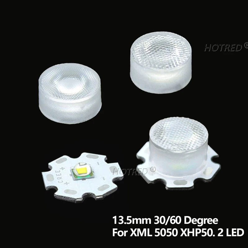 LED Lens For 5050 L2 XML RGBW T6 XML2 XHP50 Chip 3 10 30 60 Degree Optical Reflector Collimator Lens For DIY Flashlight Bulb