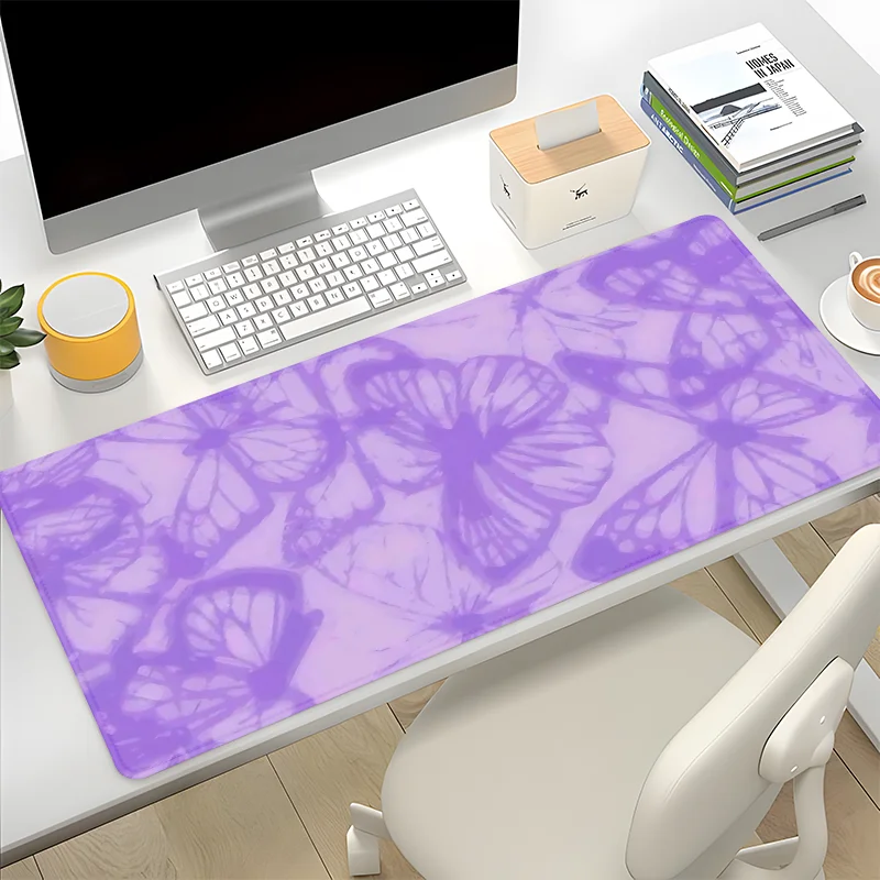 

Purple Butterfly Large Game Mouse Pad Computer Desk Mat Keyboard Pad Natural Rubber Non-Slip Office Mousepad Table Accessories A