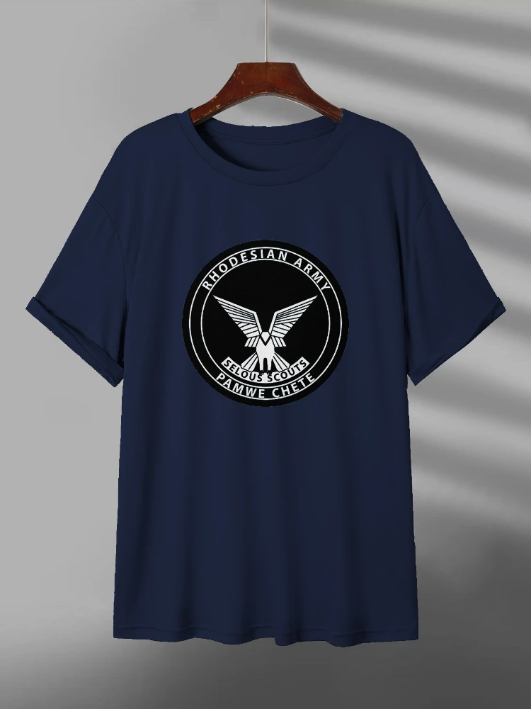 Rhodesian Army Selous Scouts Pamwe Chete Emblem design -100% cotton casual O-neck short-sleeved men's printed T-shirt.