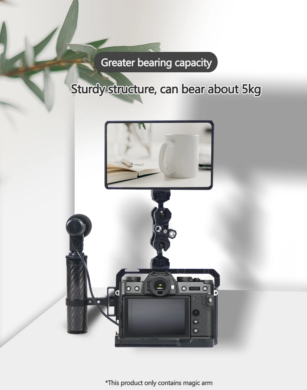 Neuer, verbesserter, universell einstellbarer Doppelkugelkopf 1/4 bis 3/8 Zoll, magischer Arm, Monitorhalterung, Zubehör für DSLR-Kamera-Käfige, unterstützt 5 kg – Detail 32