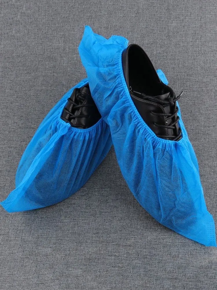 100pcs Disposable Non-Woven Boot & Shoe Covers, Water-Resistant PP Material with Non-Slip Skid Bottom (50 Pairs)