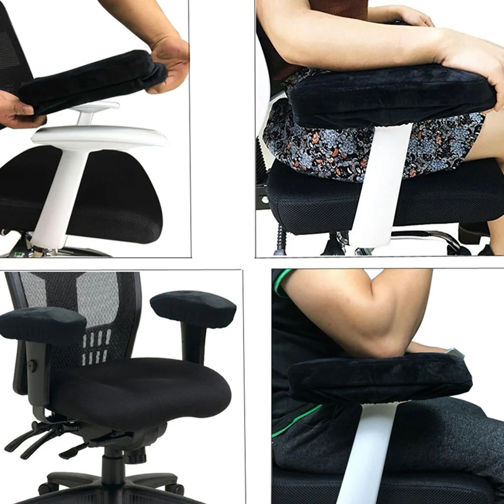 

2Pcs Memory Foam Elbow Pillow Chair Armrest Pad Elastic Cover Thickened Support Cushion for Home Office Chair 25.4x13cm Black